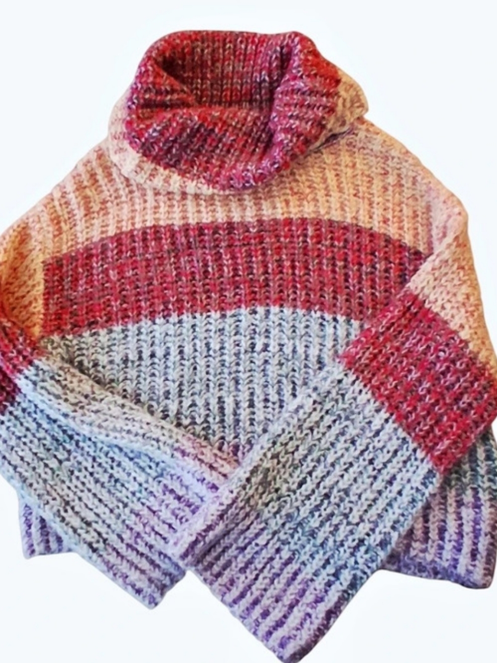 Forever 21 Color Block Cowl Neck Sweater in Pink & Blue Size Medium
